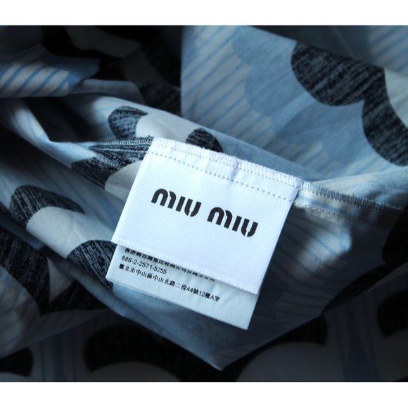Miu Miu Pop-Print Bow-Back SS17 Runway Top / Size 36 / US 0 / Light Blue - Picture 12 of 15